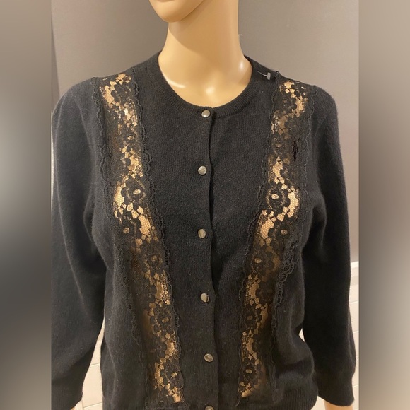 NWT Autumn Cashmere 3/4 Sleeve  Cardigan in Black size L - Picture 2 of 5